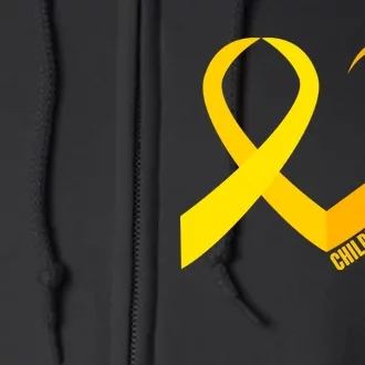 Childhood Cancer Awareness Yellow Ribbon Heart Full Zip Hoodie