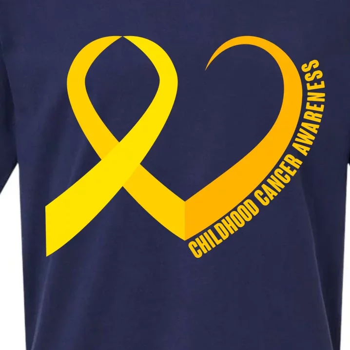 Childhood Cancer Awareness Yellow Ribbon Heart Sueded Cloud Jersey T-Shirt