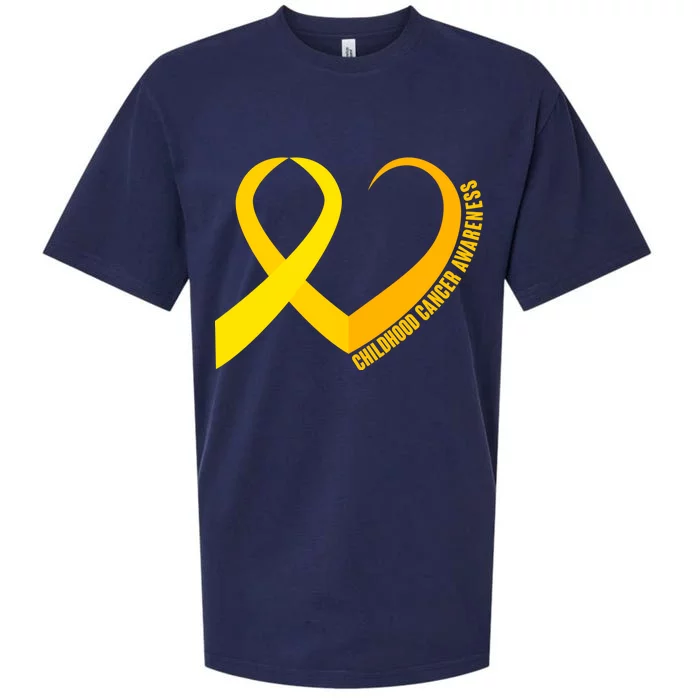 Childhood Cancer Awareness Yellow Ribbon Heart Sueded Cloud Jersey T-Shirt