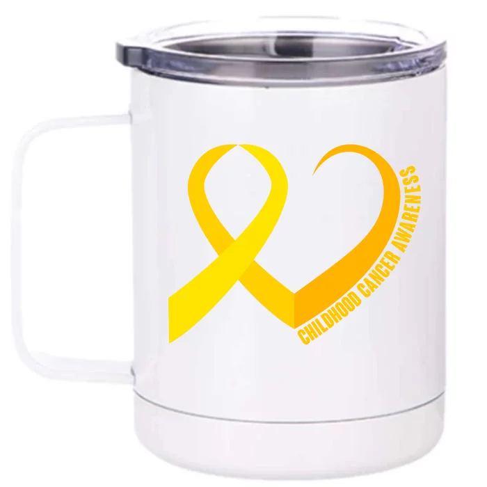 Childhood Cancer Awareness Yellow Ribbon Heart Front & Back 12oz Stainless Steel Tumbler Cup