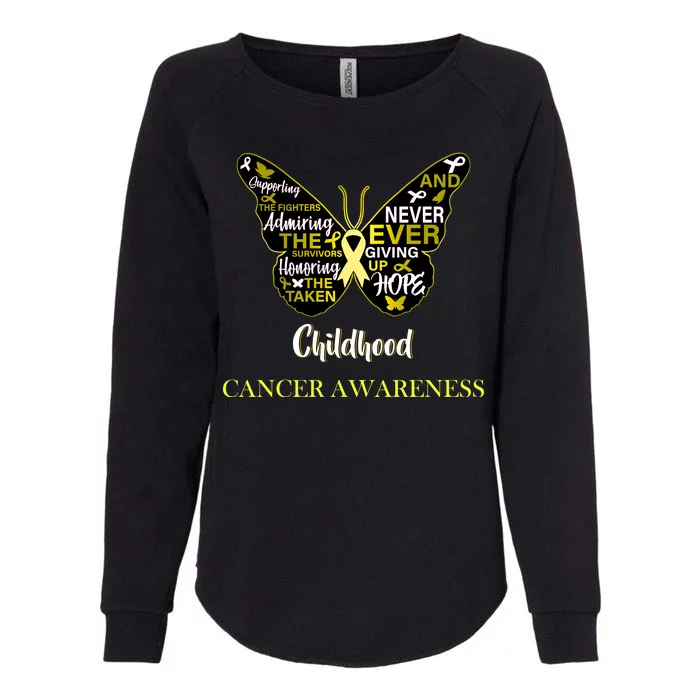 Childhood Cancer butterfly Womens California Wash Sweatshirt