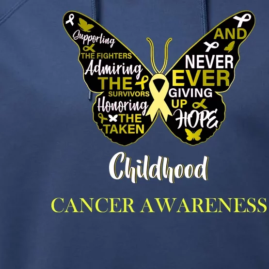 Childhood Cancer butterfly Performance Fleece Hoodie