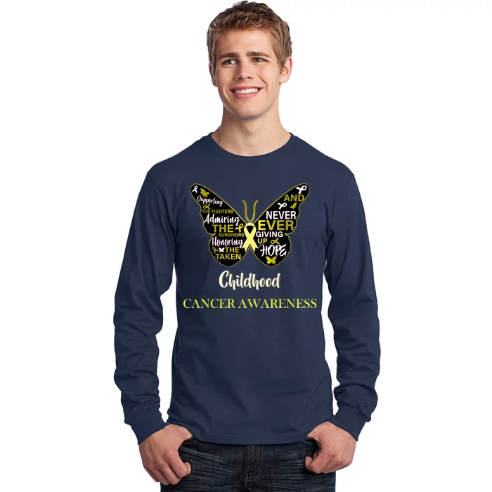 Childhood Cancer butterfly Long Sleeve Shirt