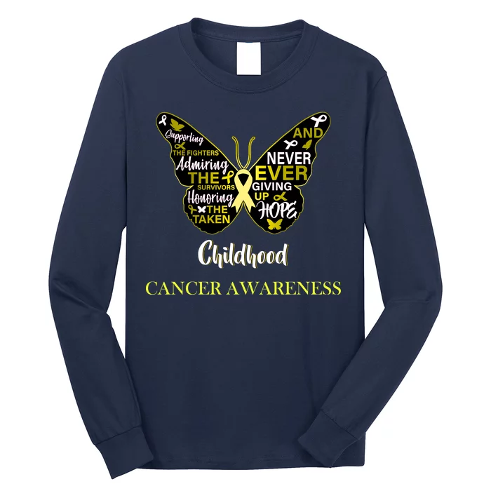 Childhood Cancer butterfly Long Sleeve Shirt