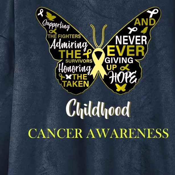 Childhood Cancer butterfly Hooded Wearable Blanket