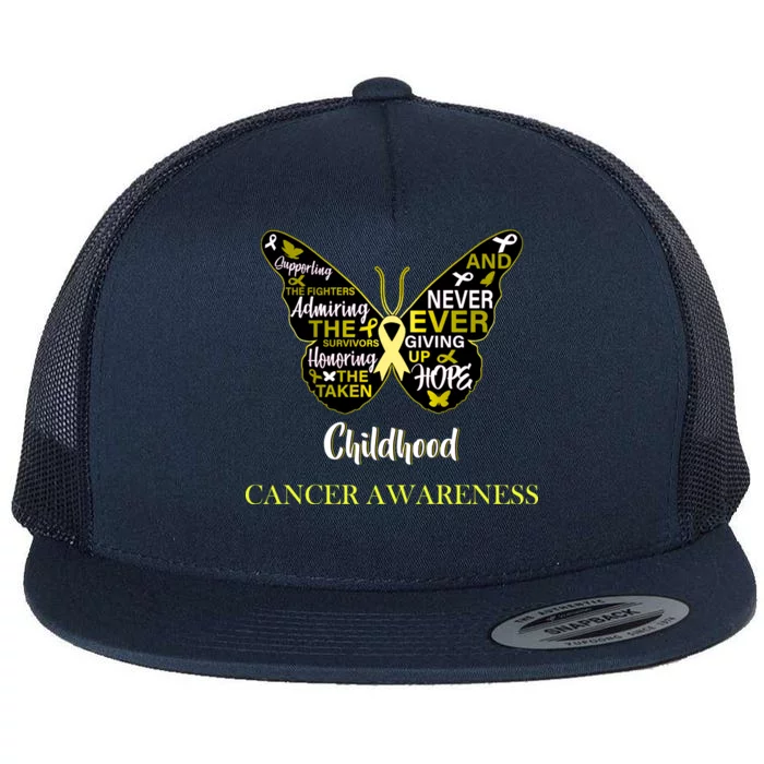 Childhood Cancer butterfly Flat Bill Trucker Hat