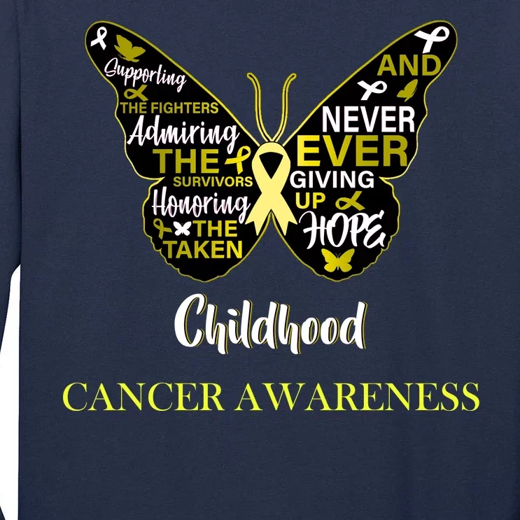 Childhood Cancer butterfly Tall Long Sleeve T-Shirt