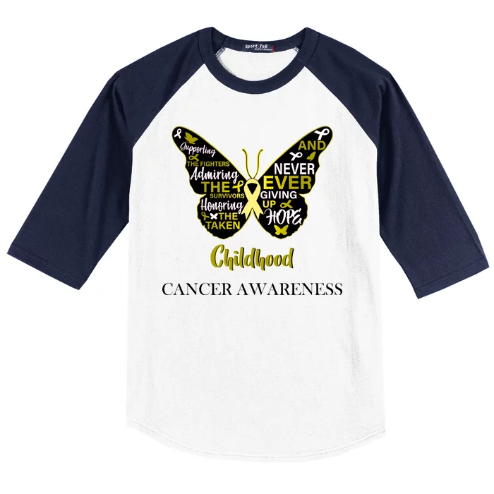 Childhood Cancer butterfly Baseball Sleeve Shirt