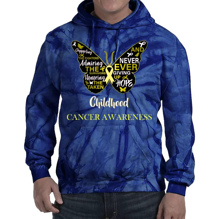 Childhood Cancer butterfly Tie Dye Hoodie