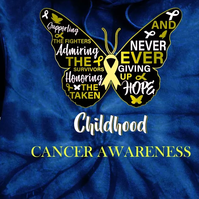 Childhood Cancer butterfly Tie Dye Hoodie