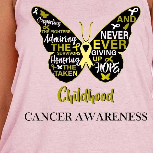 Childhood Cancer butterfly Women's Knotted Racerback Tank