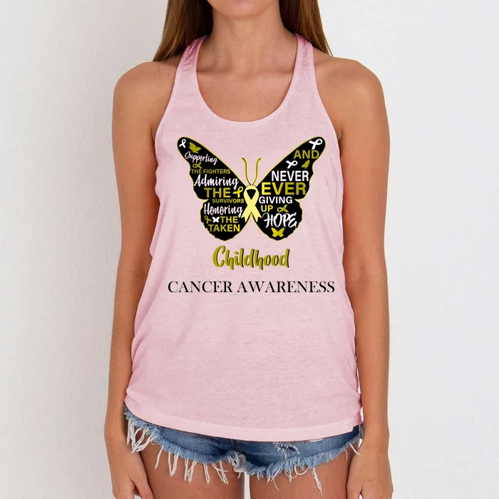 Childhood Cancer butterfly Women's Knotted Racerback Tank