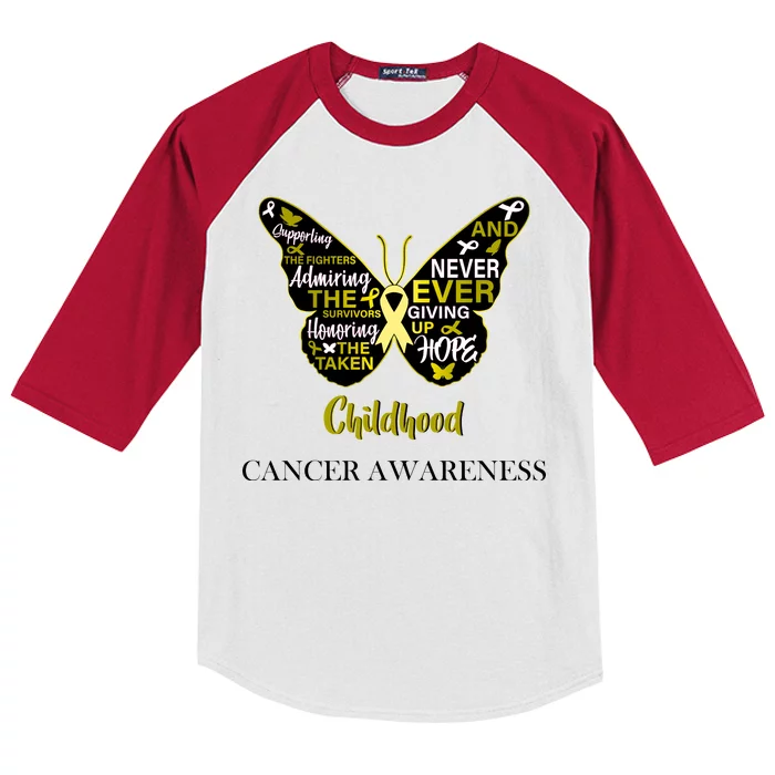 Childhood Cancer butterfly Kids Colorblock Raglan Jersey