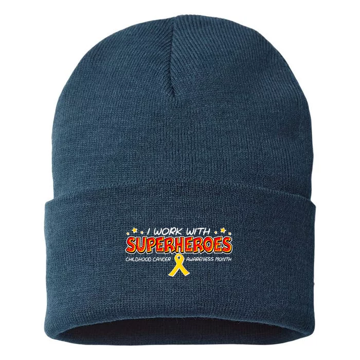 Childhood Cancer I Work With Superheroes Sustainable Knit Beanie