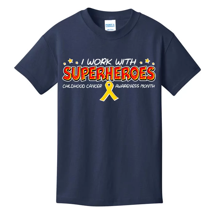 Childhood Cancer I Work With Superheroes Kids T-Shirt