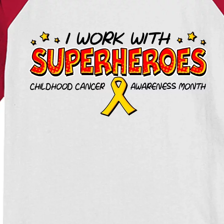 Childhood Cancer I Work With Superheroes Kids Colorblock Raglan Jersey