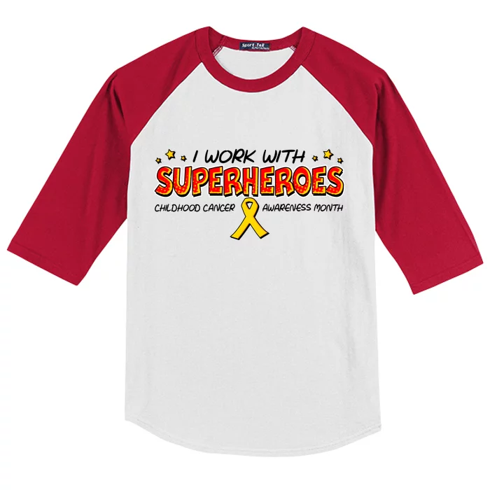 Childhood Cancer I Work With Superheroes Kids Colorblock Raglan Jersey