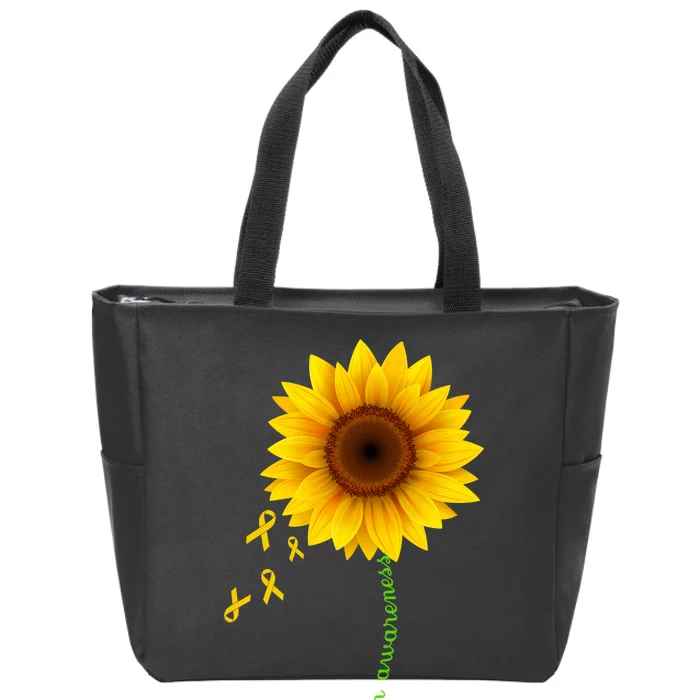 Children's Cancer Awareness Sunflower Zip Tote Bag