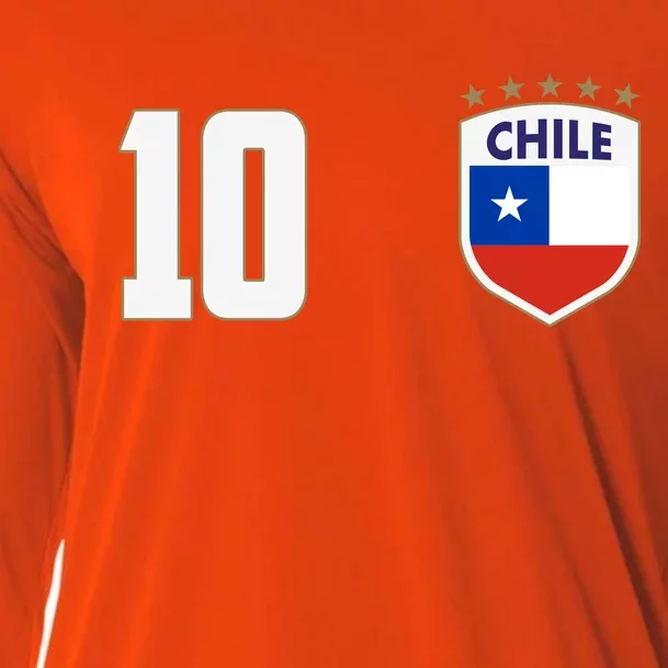 Chile Flag Shield Logo Futbol Soccer World Cup Cooling Performance Long Sleeve Crew