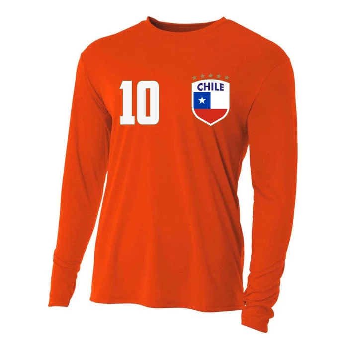 Chile Flag Shield Logo Futbol Soccer World Cup Cooling Performance Long Sleeve Crew