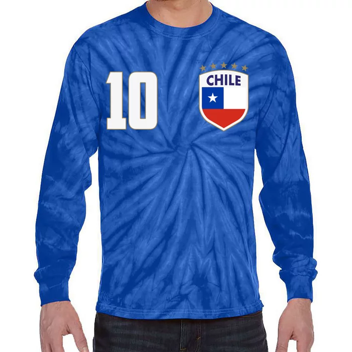 Chile Flag Shield Logo Futbol Soccer World Cup Tie-Dye Long Sleeve Shirt