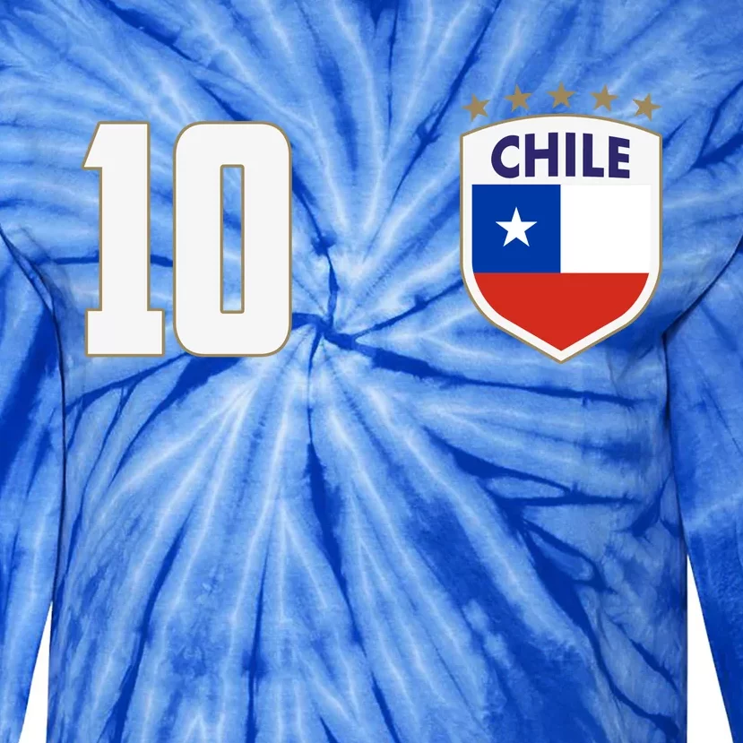 Chile Flag Shield Logo Futbol Soccer World Cup Tie-Dye Long Sleeve Shirt