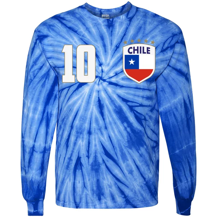 Chile Flag Shield Logo Futbol Soccer World Cup Tie-Dye Long Sleeve Shirt