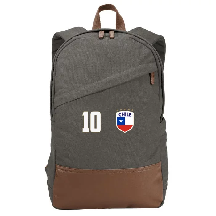 Chile Flag Shield Logo Futbol Soccer World Cup Cotton Canvas Backpack