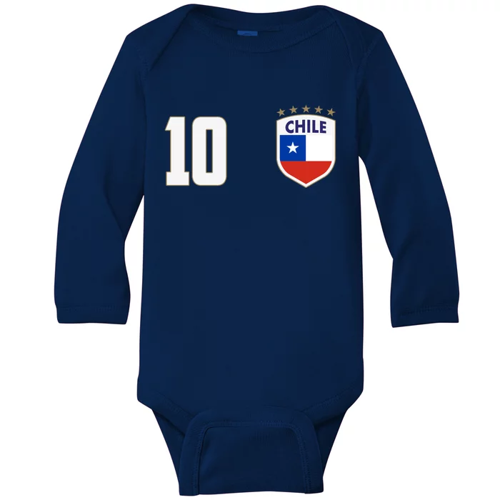 Chile Flag Shield Logo Futbol Soccer World Cup Baby Long Sleeve Bodysuit