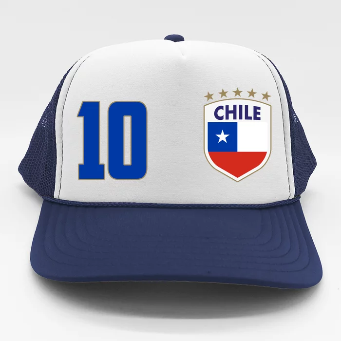 Chile Flag Shield Logo Futbol Soccer World Cup Trucker Hat