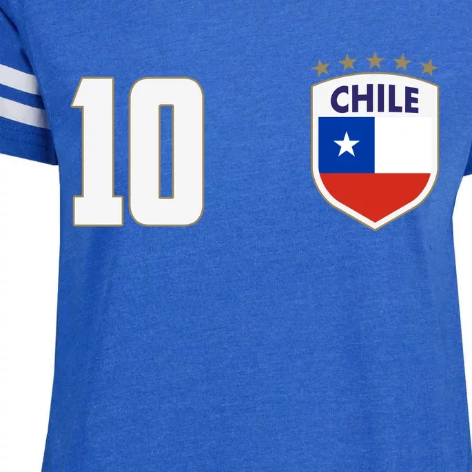 Chile Flag Shield Logo Futbol Soccer World Cup Enza Ladies Jersey Football T-Shirt