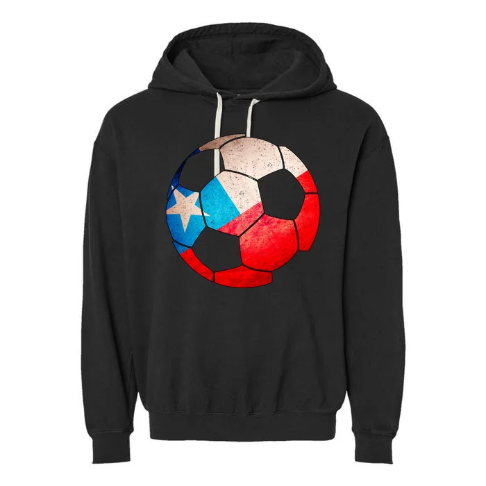 Chile Soccer Ball Flag Garment-Dyed Fleece Hoodie