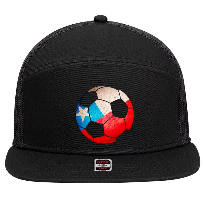 Chile Soccer Ball Flag 7 Panel Mesh Trucker Snapback Hat