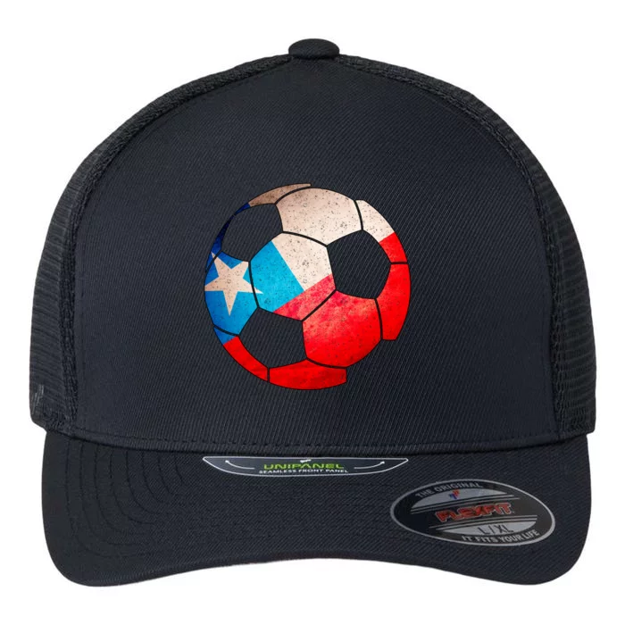 Chile Soccer Ball Flag Flexfit Unipanel Trucker Cap