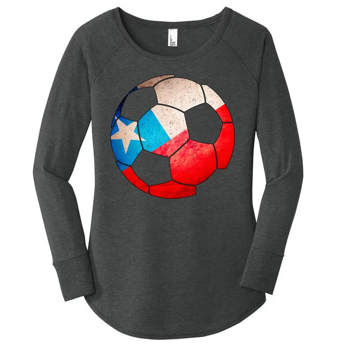 Chile Soccer Ball Flag Women's Perfect Tri Tunic Long Sleeve Shirt