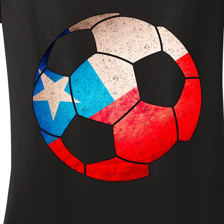 Chile Soccer Ball Flag Women's V-Neck T-Shirt