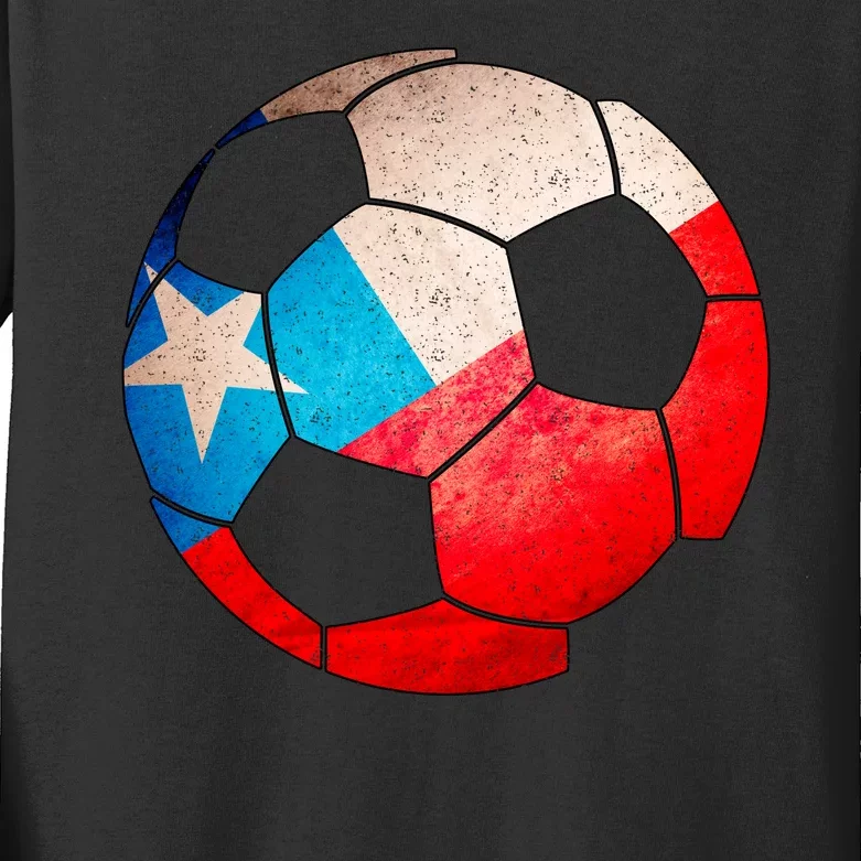 Chile Soccer Ball Flag Kids Long Sleeve Shirt