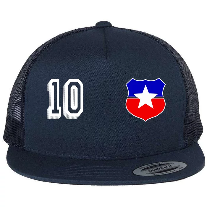 Chile Soccer La Roja Jersey Number 10 Flat Bill Trucker Hat