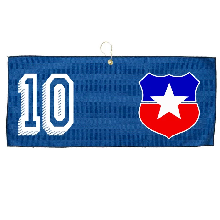 Chile Soccer La Roja Jersey Number 10 Large Microfiber Waffle Golf Towel