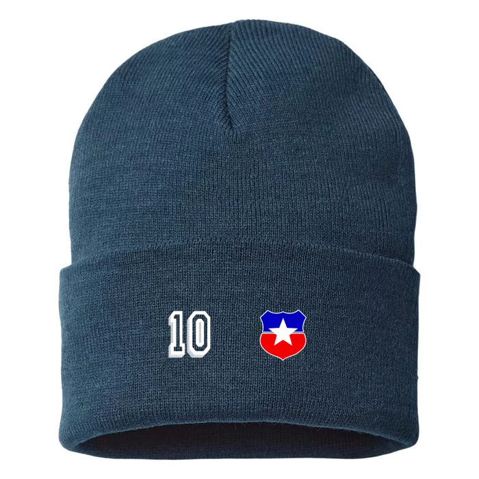 Chile Soccer La Roja Jersey Number 10 Sustainable Knit Beanie