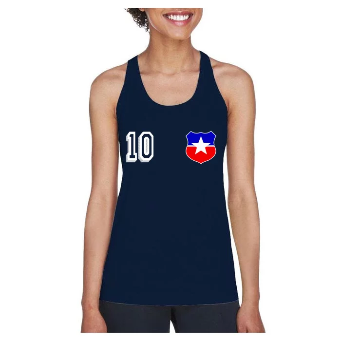 Chile Soccer La Roja Jersey Number 10 Women's Racerback Tank