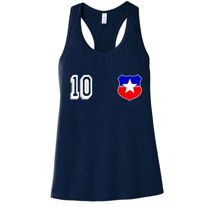 Chile Soccer La Roja Jersey Number 10 Women's Racerback Tank