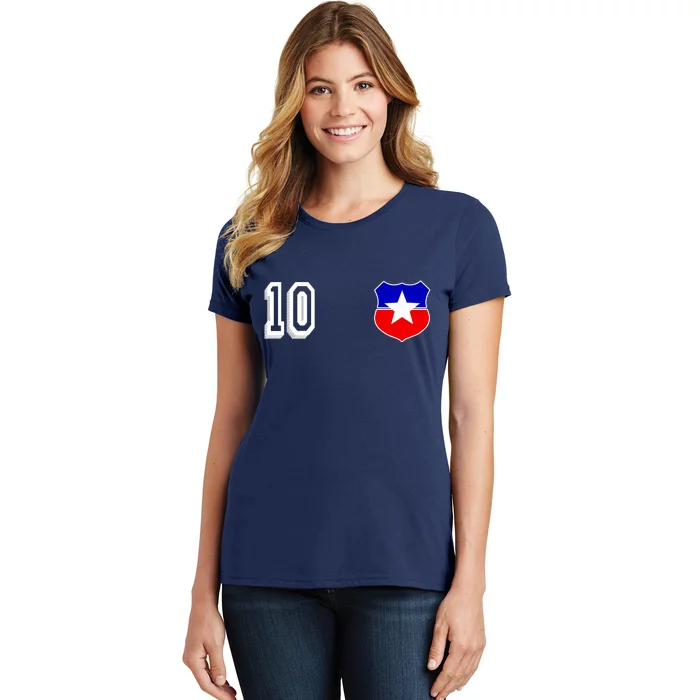 Chile Soccer La Roja Jersey Number 10 Women's T-Shirt