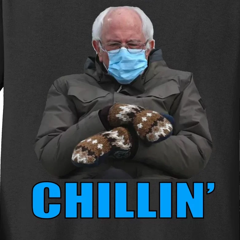 Chillin' Bernie Sanders Mittens Meme Sitting Kids Long Sleeve Shirt