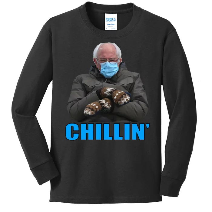 Chillin' Bernie Sanders Mittens Meme Sitting Kids Long Sleeve Shirt