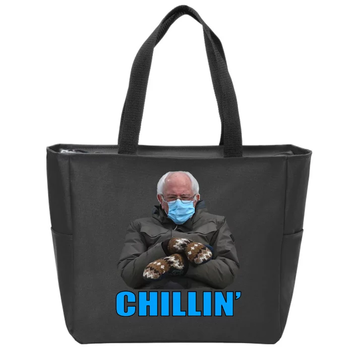 Chillin' Bernie Sanders Mittens Meme Sitting Zip Tote Bag