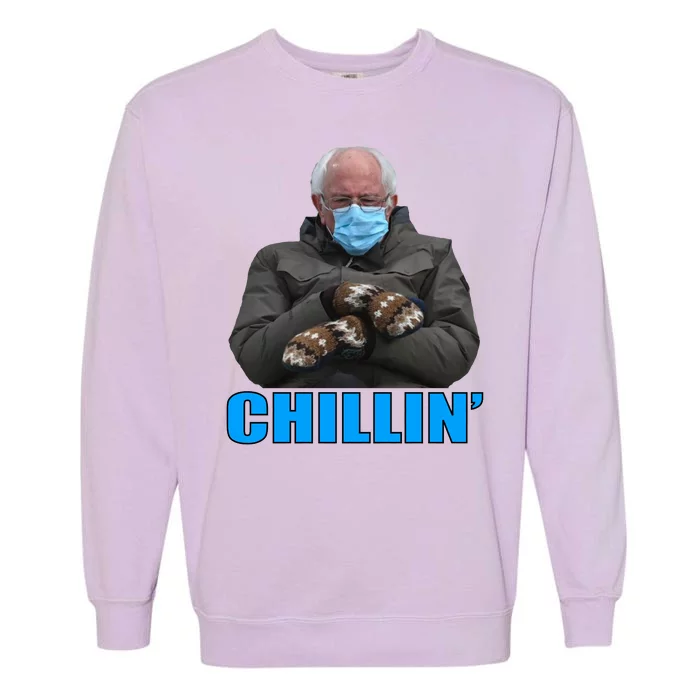 Chillin' Bernie Sanders Mittens Meme Sitting Garment-Dyed Sweatshirt