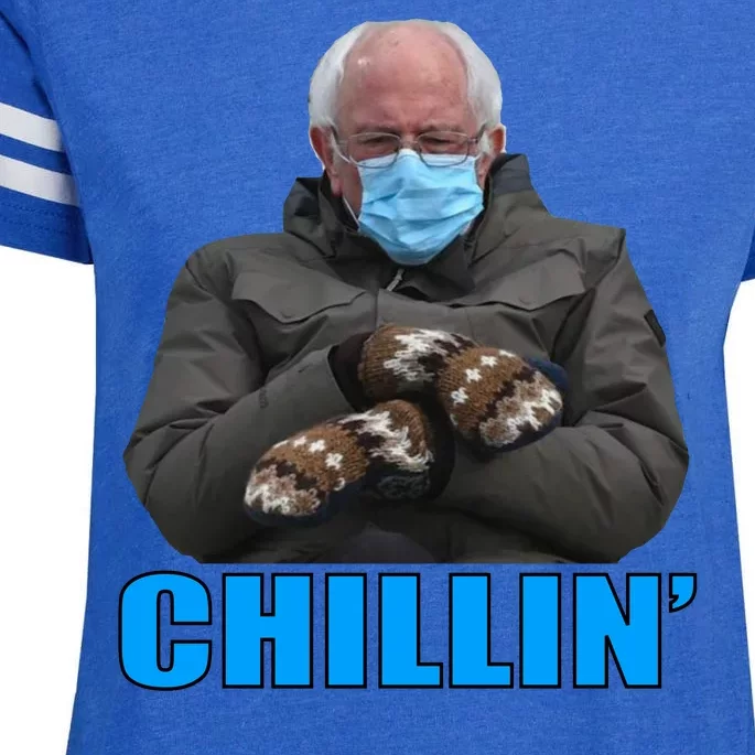 Chillin' Bernie Sanders Mittens Meme Sitting Enza Ladies Jersey Football T-Shirt