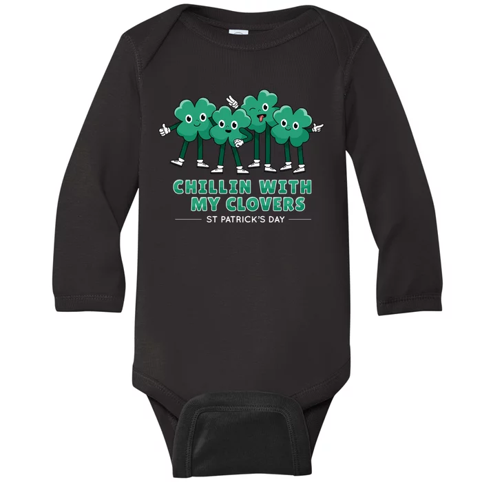 Chillin With My Clovers Baby Long Sleeve Bodysuit