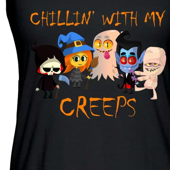 Chillin With My Creeps Ladies Essential Flowy Tank